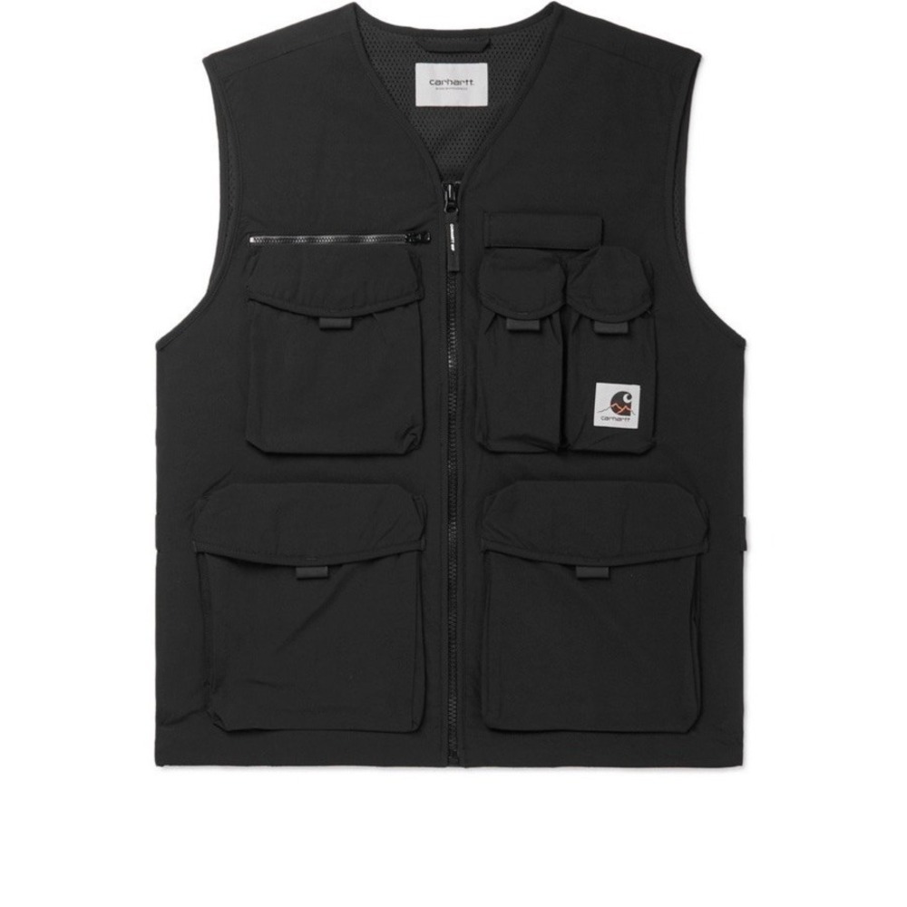 Carhartt WIP Hayes Shell Gilet Vest Black Utility Tactical Multi Pocket Men's L